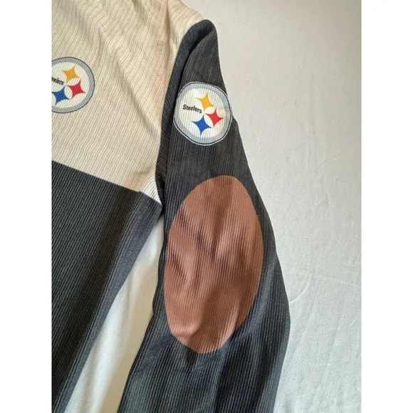Vintage Pittsburgh Steelers Henley Pullover Sweatshirt XL Elbow Patch 90s